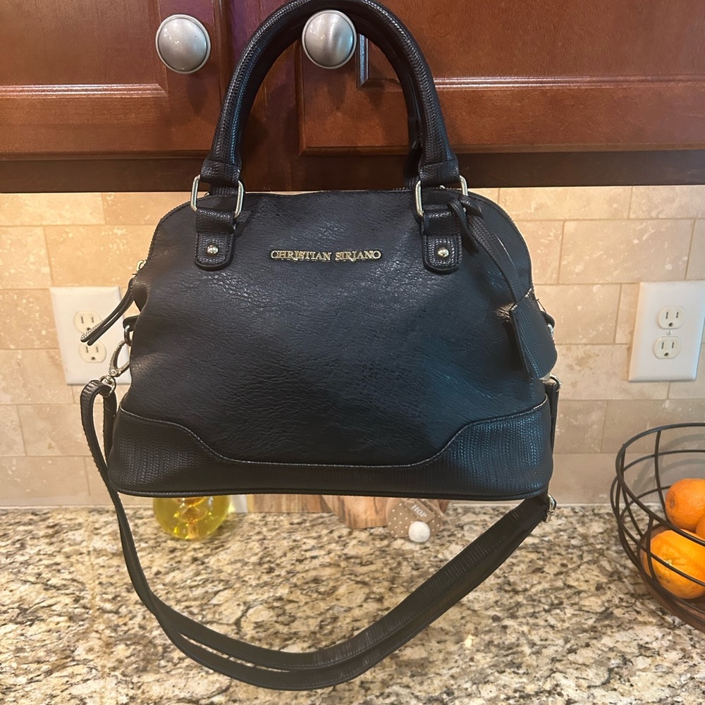 Christian Siriano Black Structured Leather Satchel